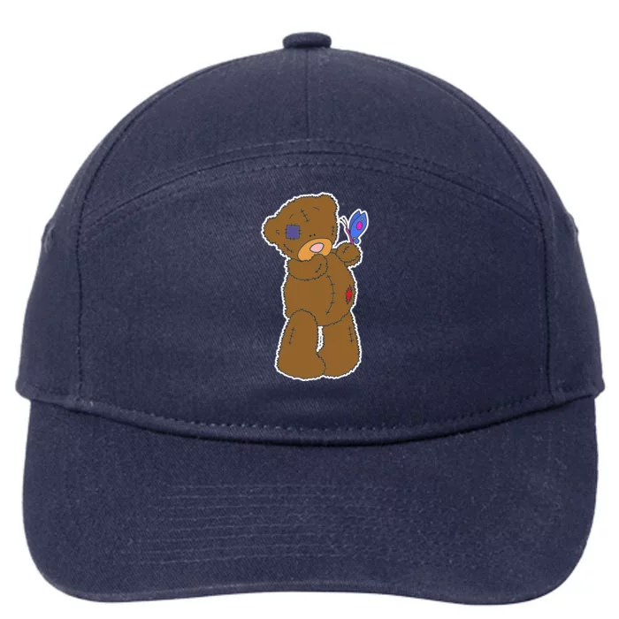 Cute Torn Teddy Bear 7-Panel Snapback Hat