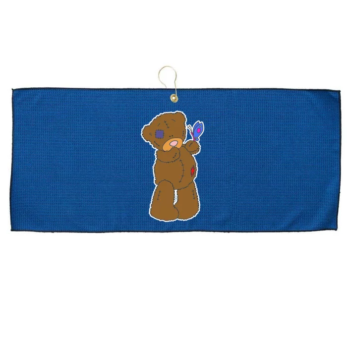 Cute Torn Teddy Bear Large Microfiber Waffle Golf Towel