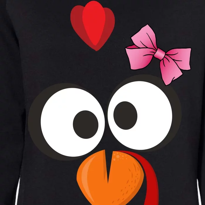 Cute Turkey Face Pink Bow Tie Womens California Wash Sweatshirt