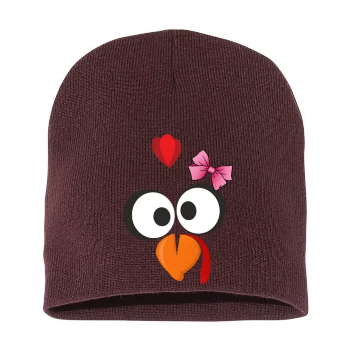 Cute Turkey Face Pink Bow Tie Short Acrylic Beanie