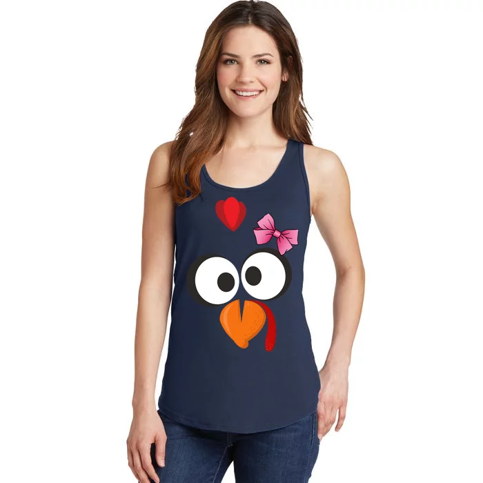 Cute Turkey Face Pink Bow Tie Ladies Essential Tank