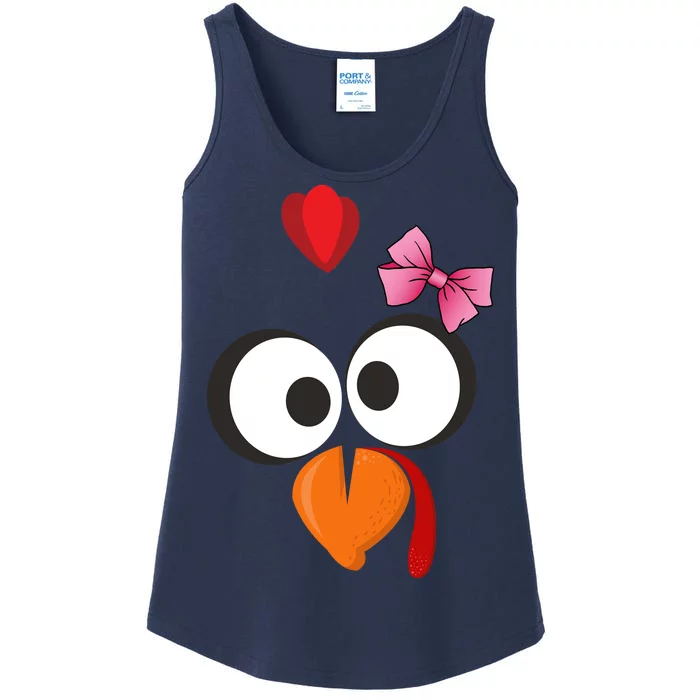 Cute Turkey Face Pink Bow Tie Ladies Essential Tank