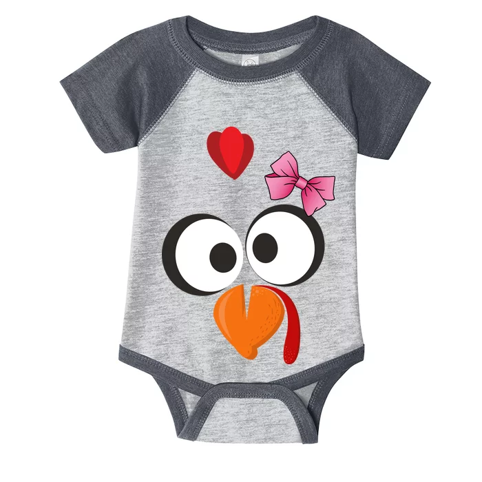 Cute Turkey Face Pink Bow Tie Infant Baby Jersey Bodysuit