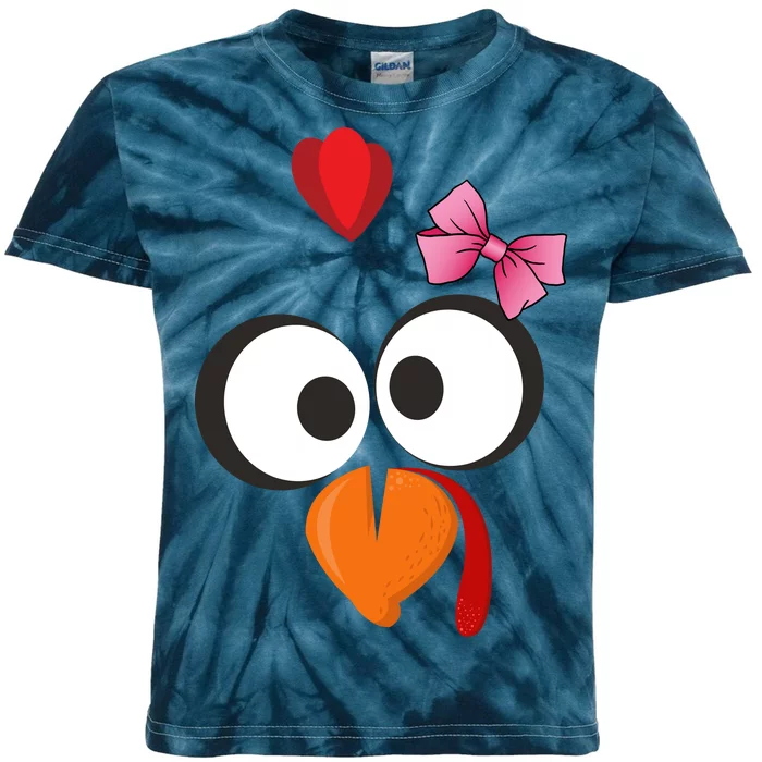 Cute Turkey Face Pink Bow Tie Kids Tie-Dye T-Shirt