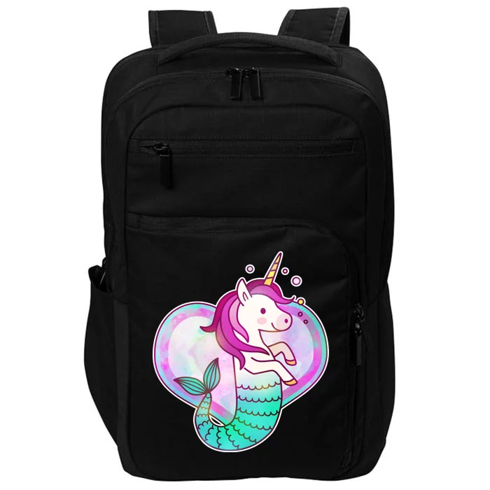 Cute Unicorn Mermaid Heart Impact Tech Backpack