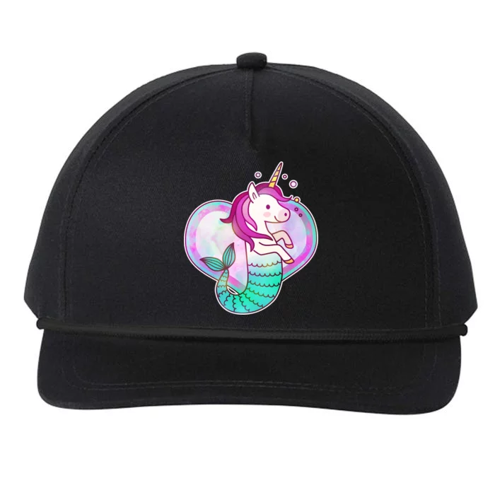 Cute Unicorn Mermaid Heart Snapback Five-Panel Rope Hat