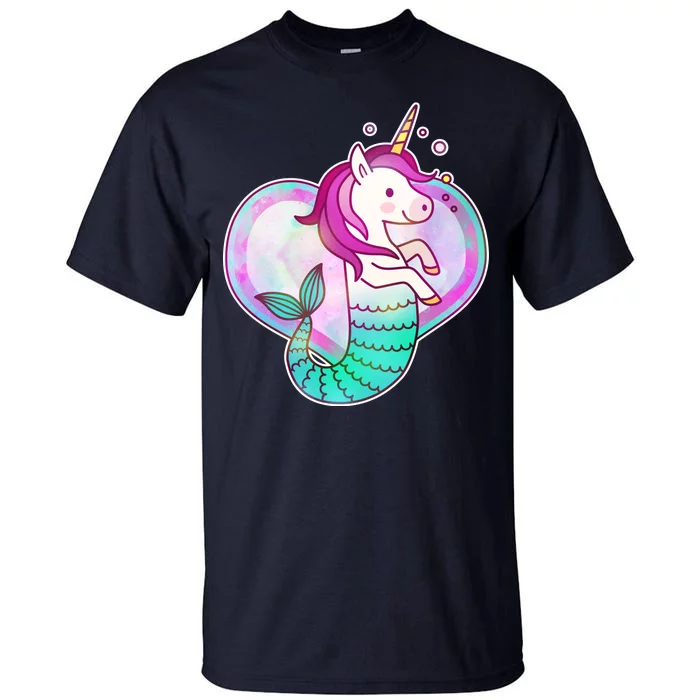 Cute Unicorn Mermaid Heart Tall T-Shirt