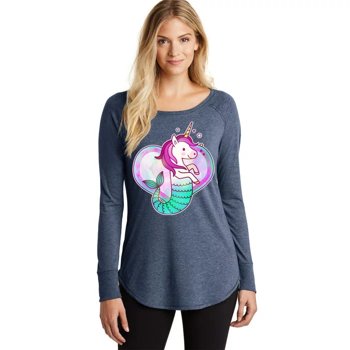 Cute Unicorn Mermaid Heart Women's Perfect Tri Tunic Long Sleeve Shirt