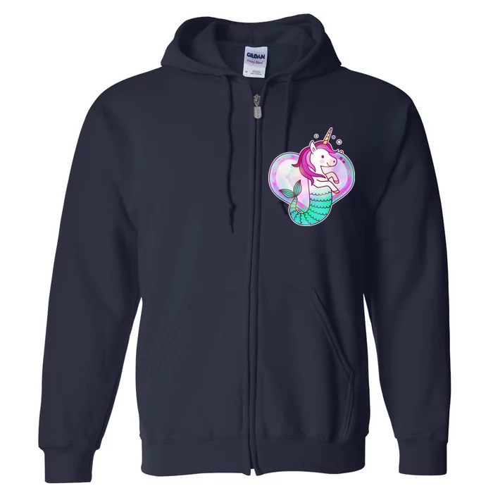 Cute Unicorn Mermaid Heart Full Zip Hoodie