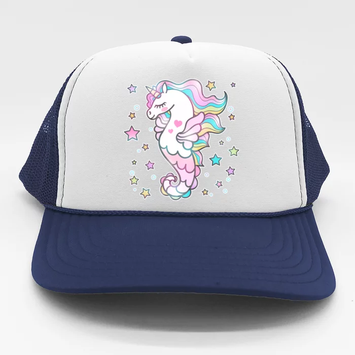 Cute Unicorn Seahorse Uni-Maid Trucker Hat