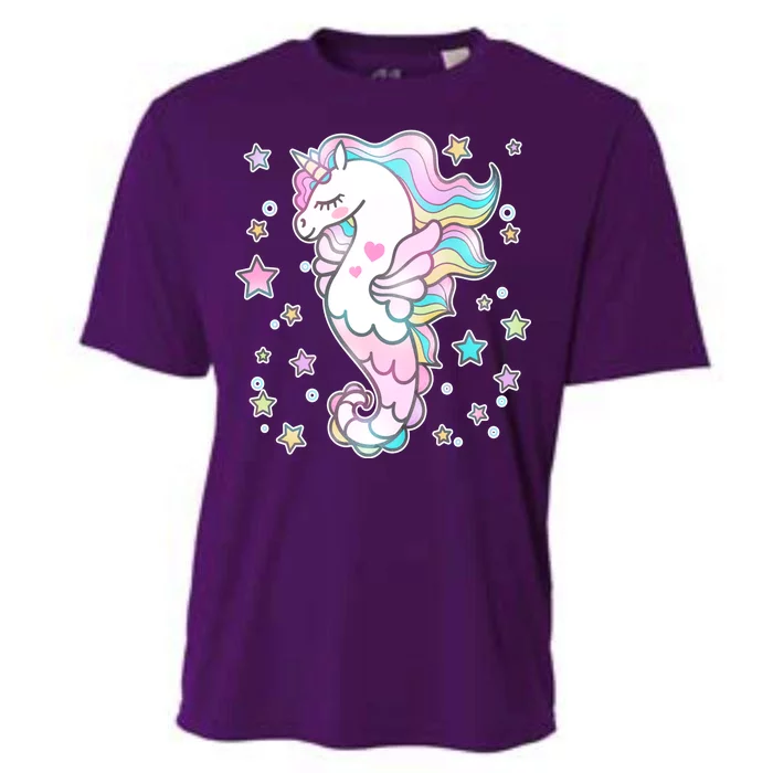 Cute Unicorn Seahorse Uni-Maid Cooling Performance Crew T-Shirt