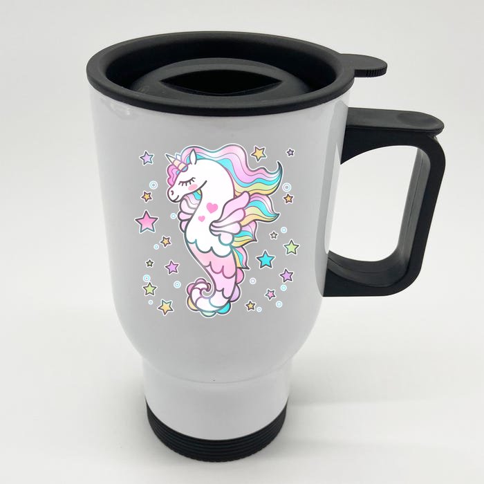 Cute Unicorn Seahorse Uni-Maid Front & Back Stainless Steel Travel Mug