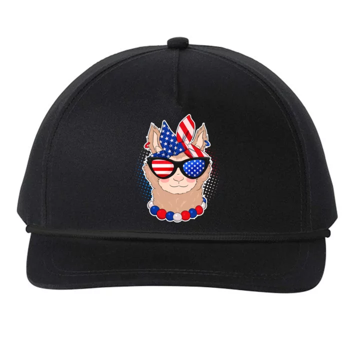 Cute USA Patriotic Llama Snapback Five-Panel Rope Hat