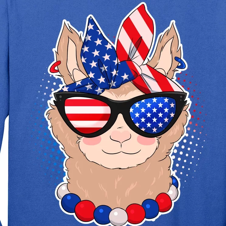 Cute USA Patriotic Llama Long Sleeve Shirt