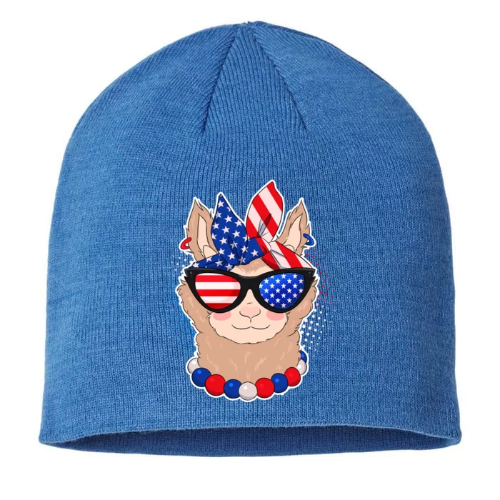 Cute USA Patriotic Llama 8 1/2in Sustainable Knit Beanie