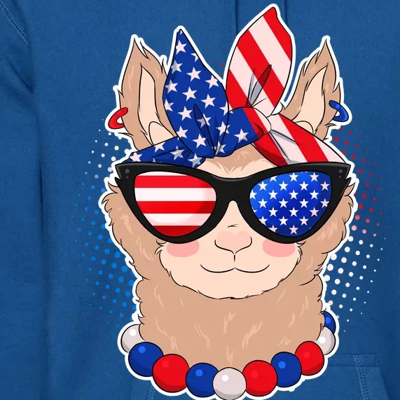 Cute USA Patriotic Llama Premium Hoodie