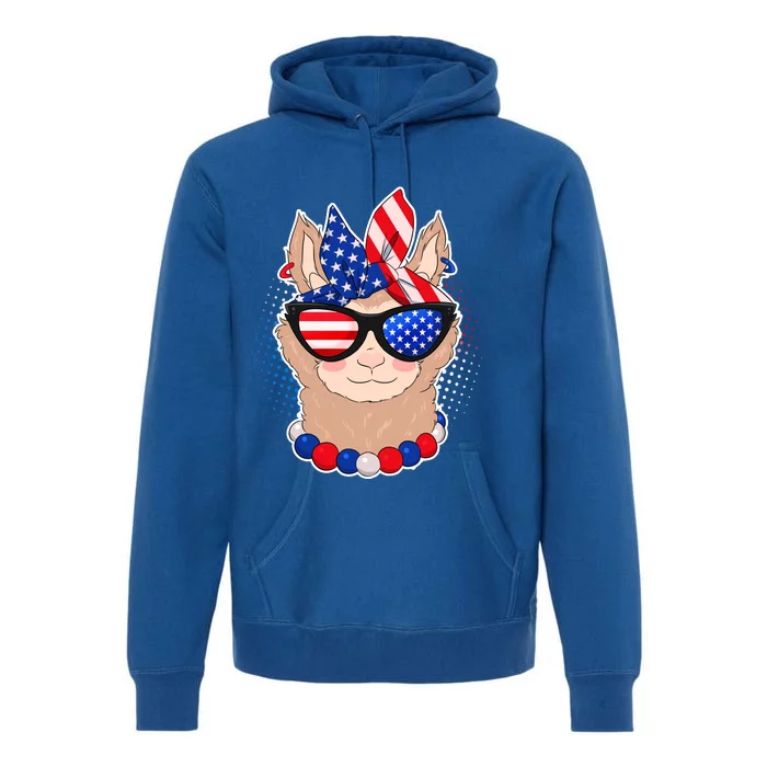 Cute USA Patriotic Llama Premium Hoodie