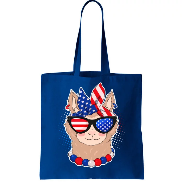 Cute USA Patriotic Llama Tote Bag