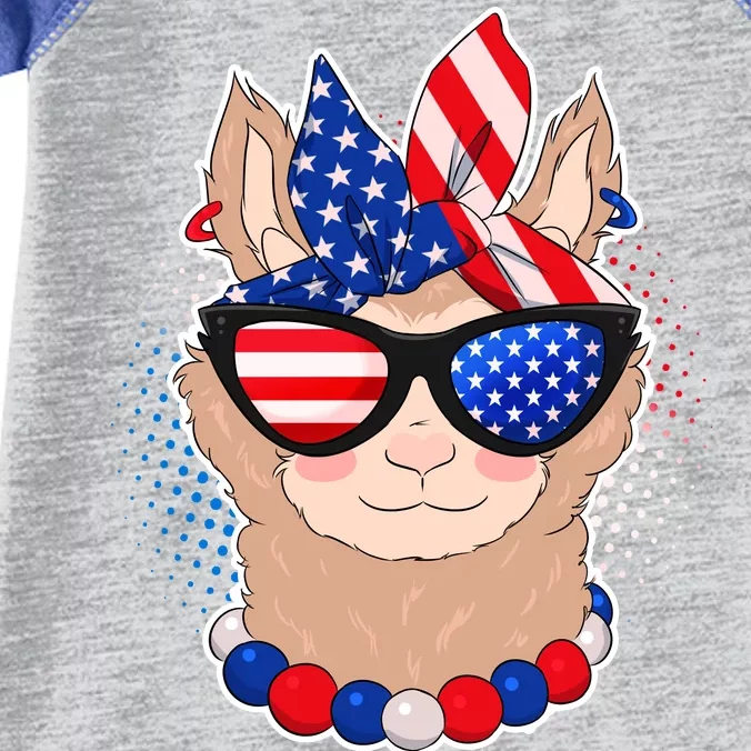 Cute USA Patriotic Llama Infant Baby Jersey Bodysuit