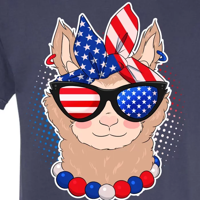 Cute USA Patriotic Llama Garment-Dyed Heavyweight T-Shirt