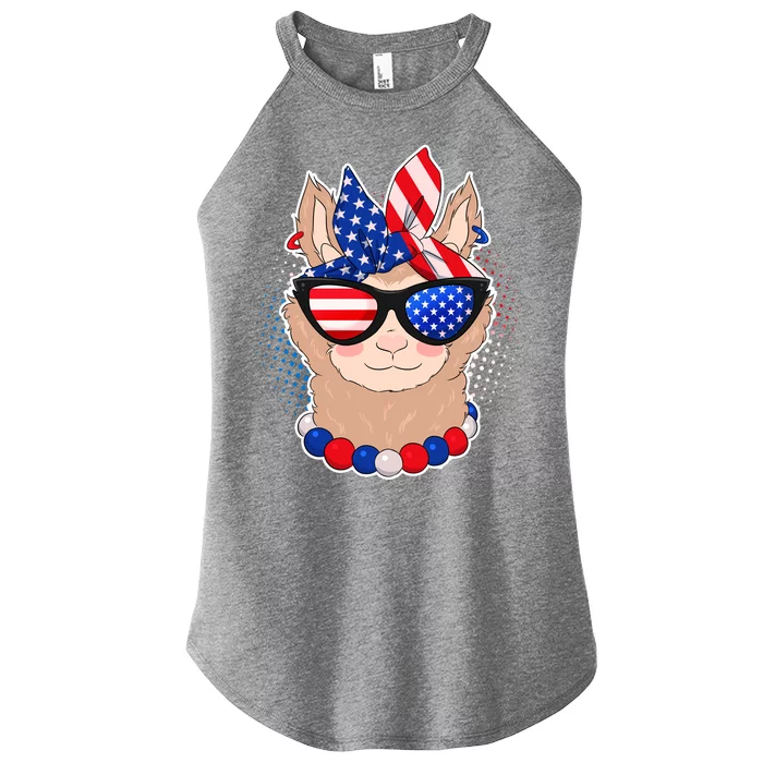 Cute USA Patriotic Llama Women’s Perfect Tri Rocker Tank