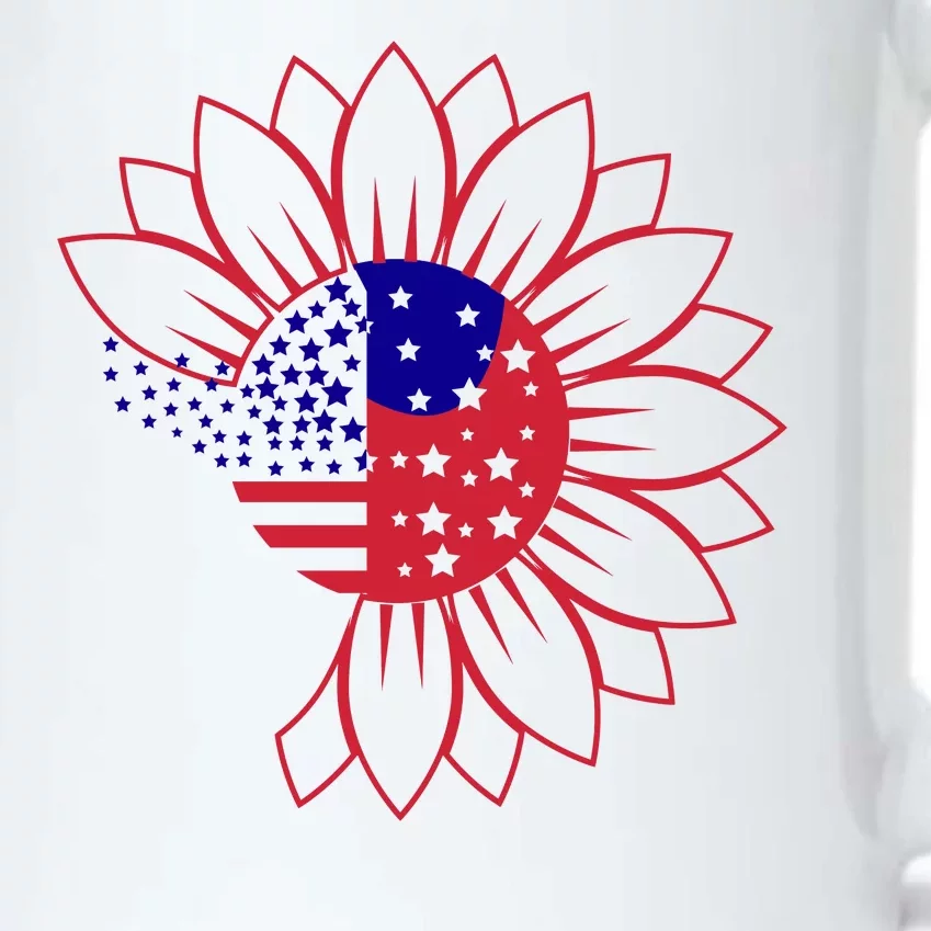 Cute USA Sunflower Flag Black Color Changing Mug