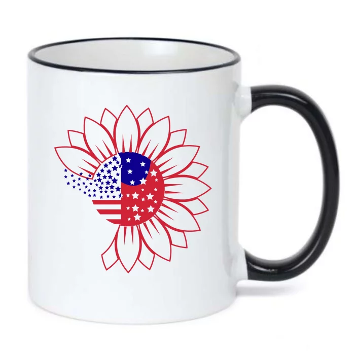 Cute USA Sunflower Flag Black Color Changing Mug