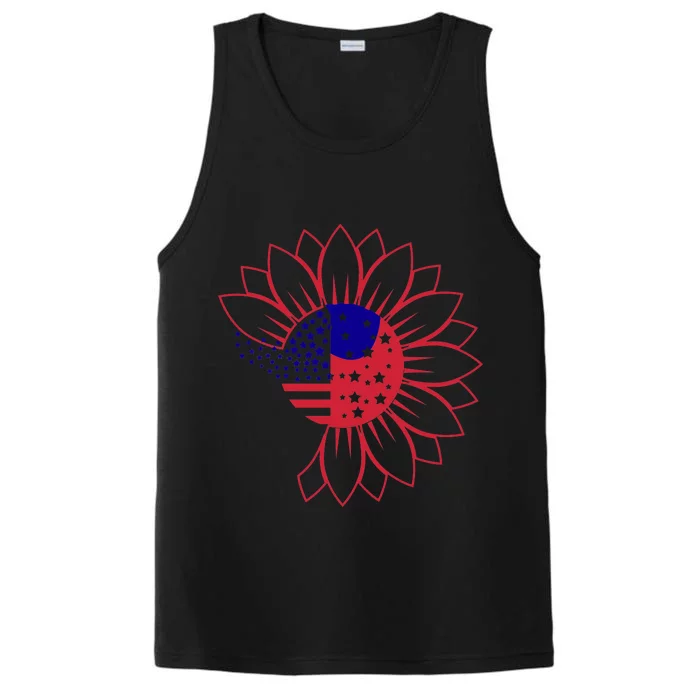 Cute USA Sunflower Flag Performance Tank