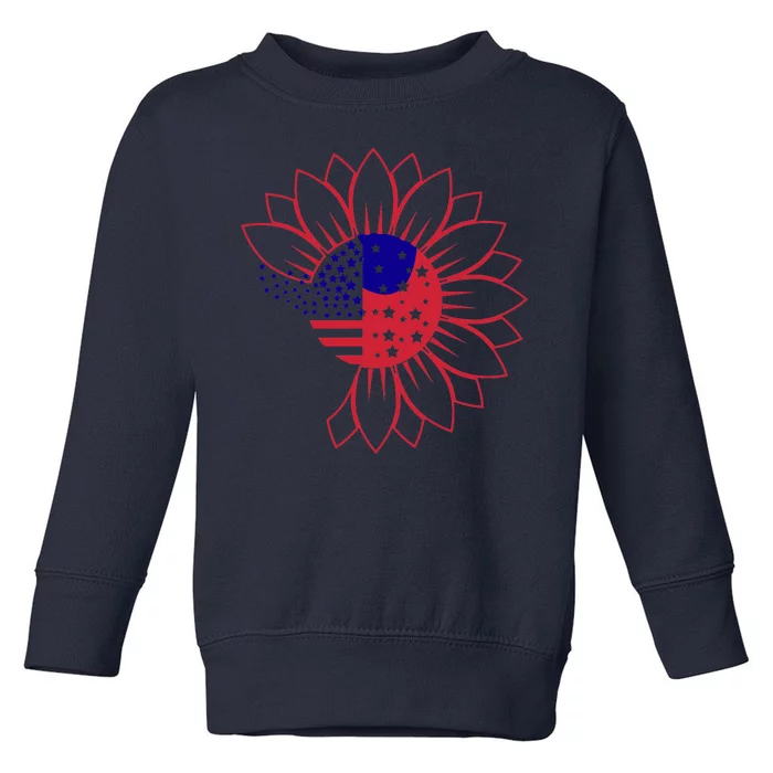 Cute USA Sunflower Flag Toddler Sweatshirt