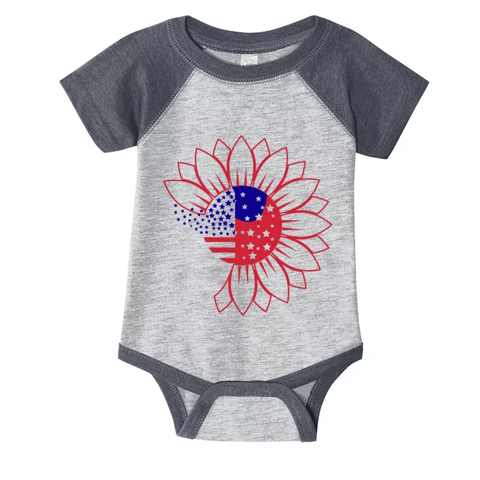 Cute USA Sunflower Flag Infant Baby Jersey Bodysuit