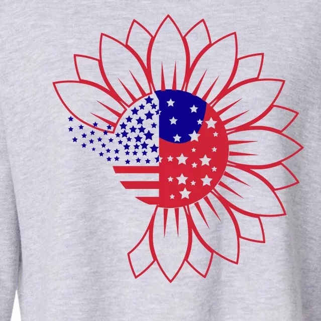 Cute USA Sunflower Flag Cropped Pullover Crew