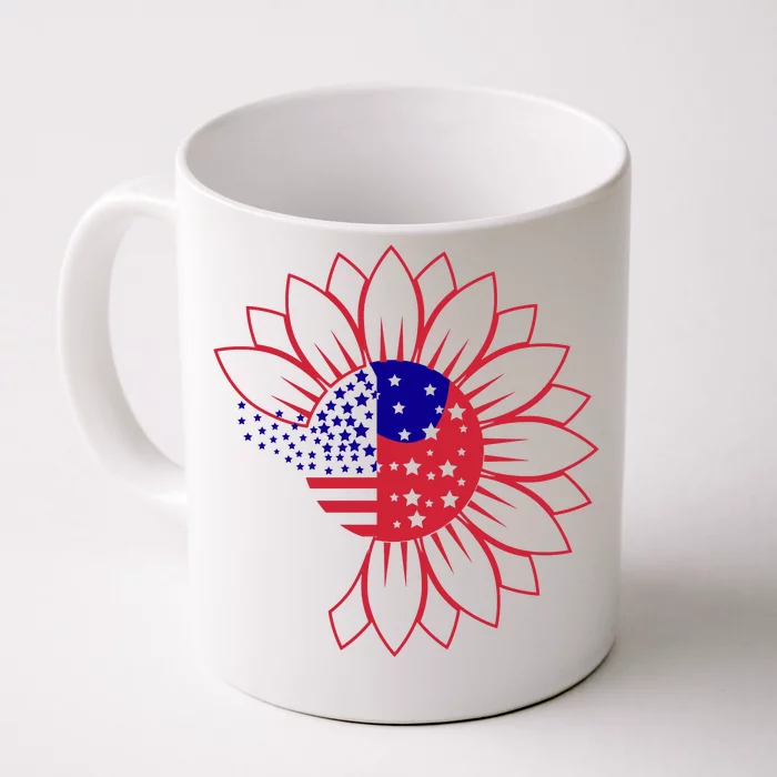 Cute USA Sunflower Flag Front & Back Coffee Mug