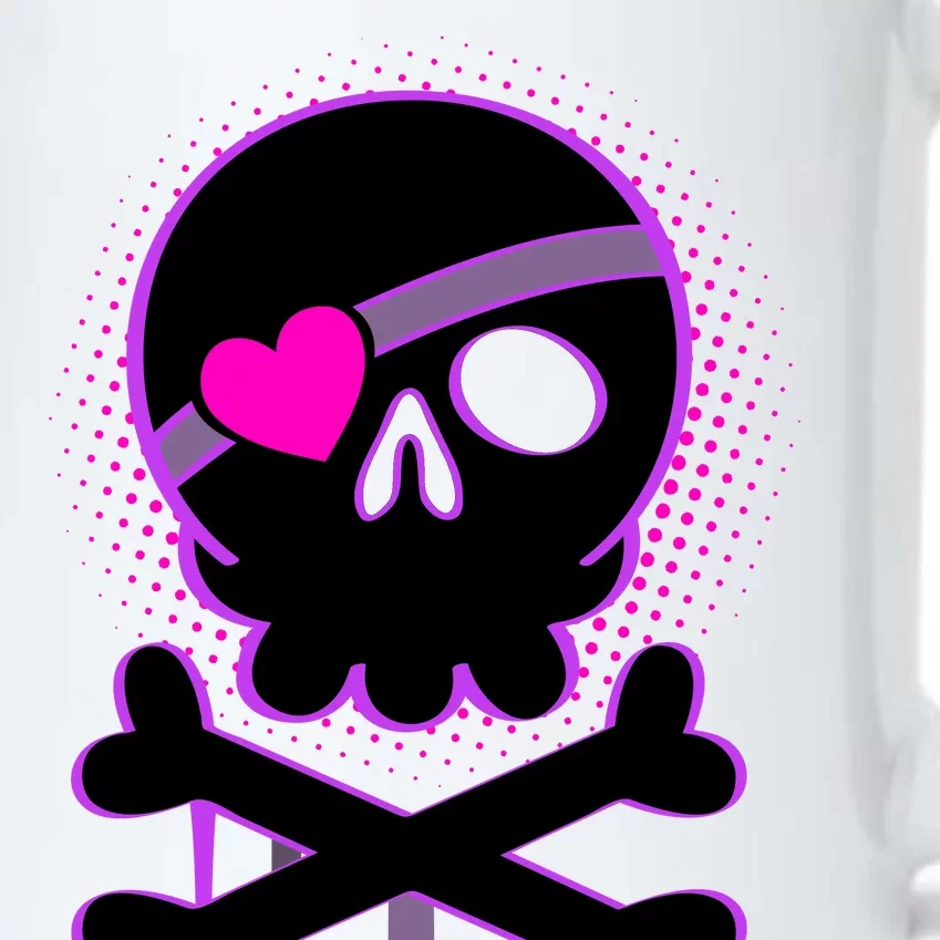 Cute Valentine Skull Eye Patch Black Color Changing Mug