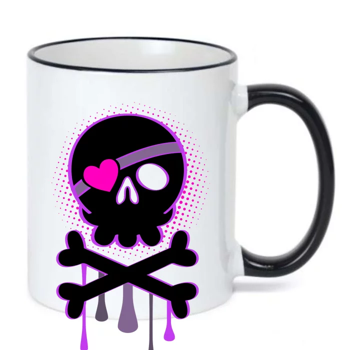 Cute Valentine Skull Eye Patch Black Color Changing Mug