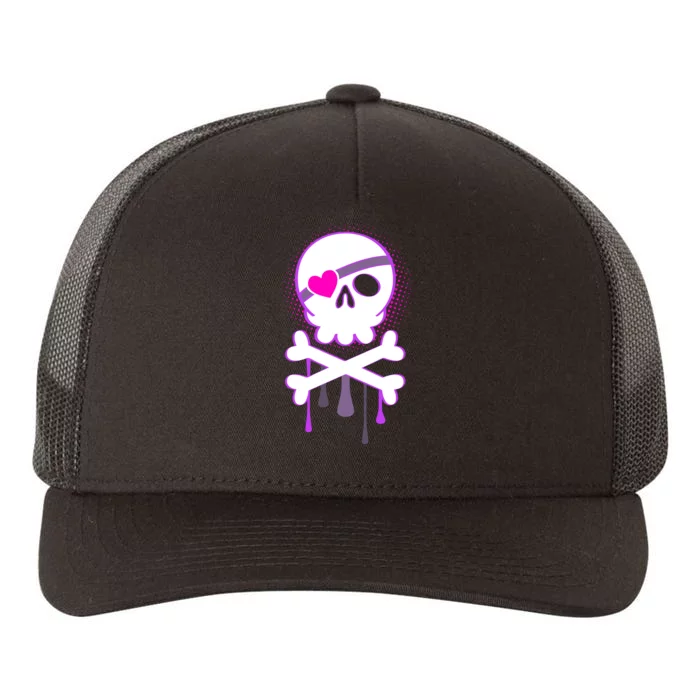 Cute Valentine Skull Eye Patch Yupoong Adult 5-Panel Trucker Hat