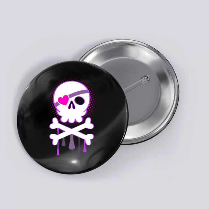 Cute Valentine Skull Eye Patch Button