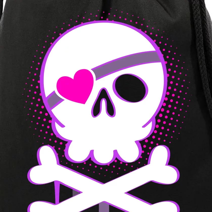 Cute Valentine Skull Eye Patch Drawstring Bag