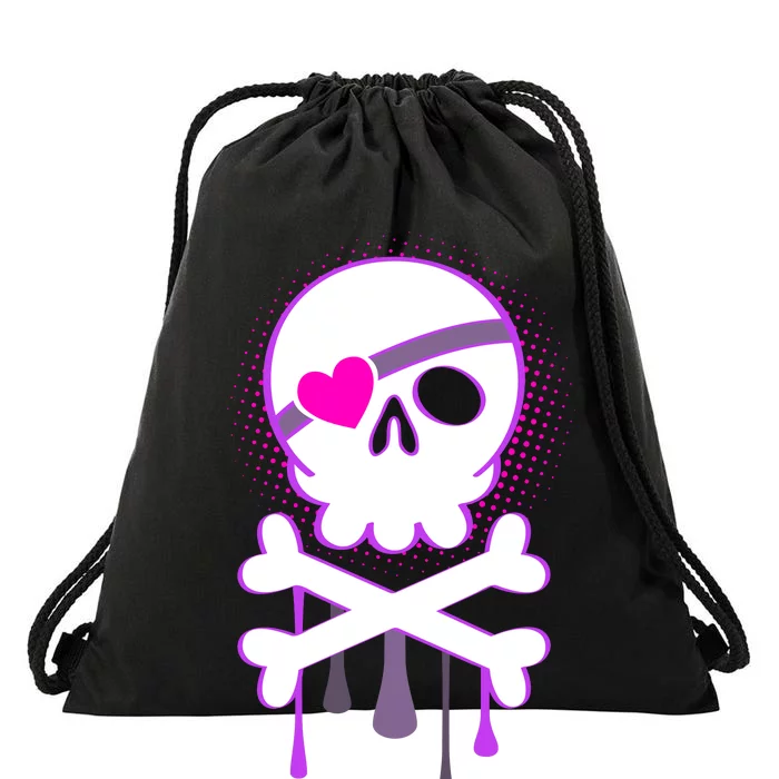 Cute Valentine Skull Eye Patch Drawstring Bag