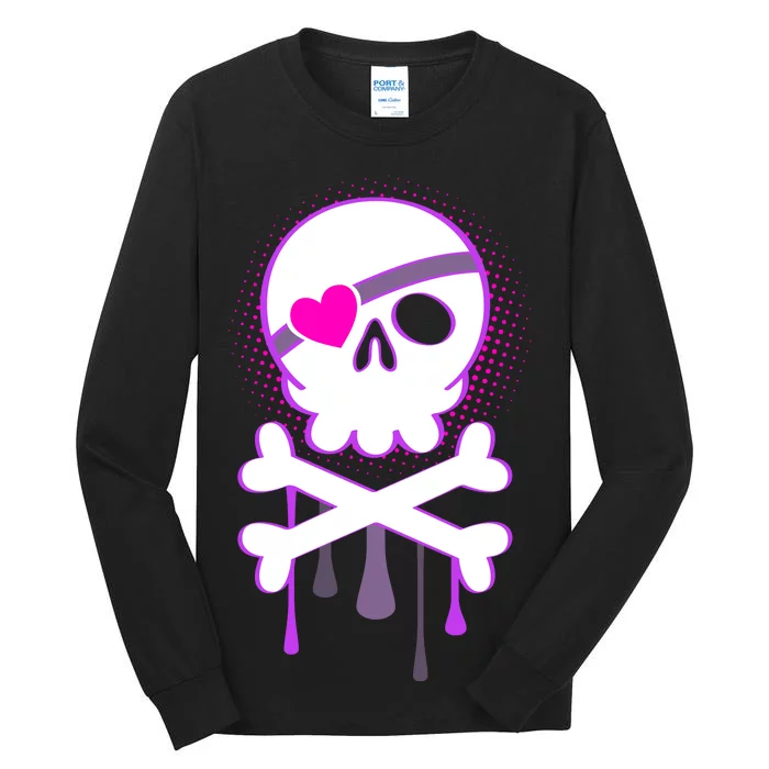 Cute Valentine Skull Eye Patch Tall Long Sleeve T-Shirt