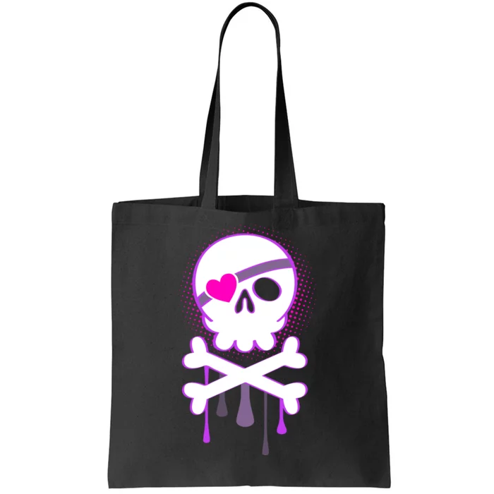 Cute Valentine Skull Eye Patch Tote Bag