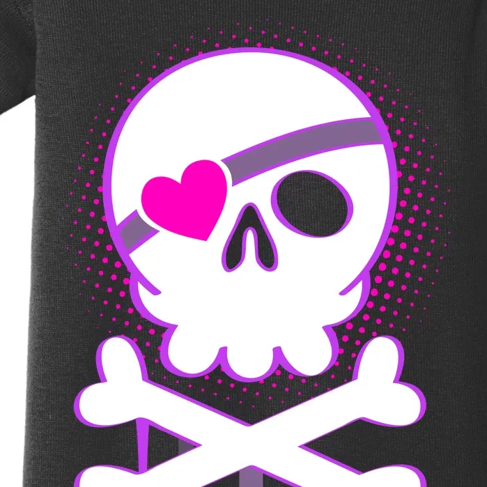 Cute Valentine Skull Eye Patch Baby Bodysuit