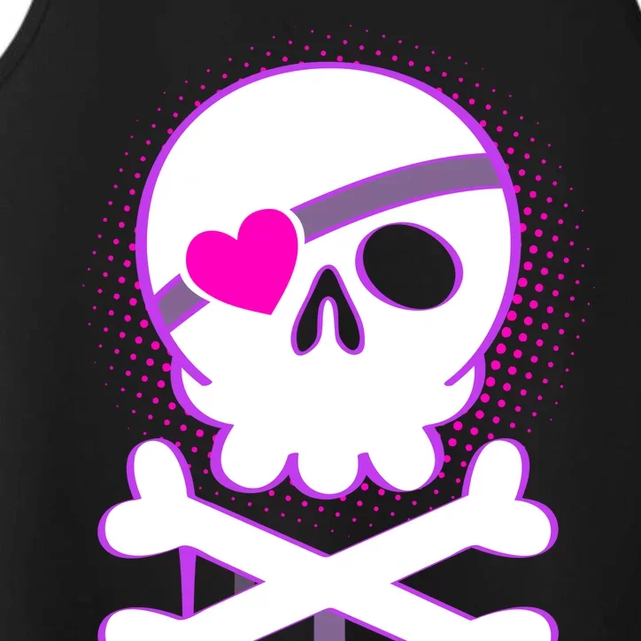 Cute Valentine Skull Eye Patch Performance Tank