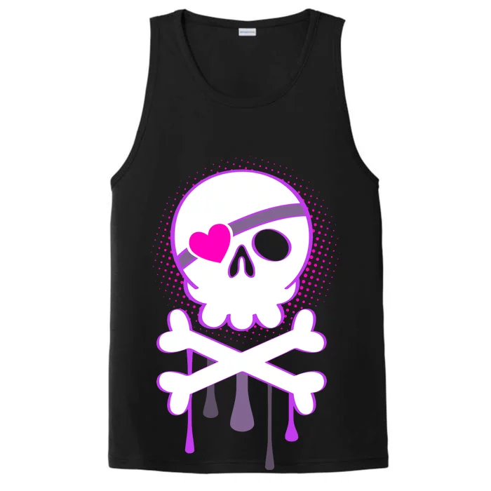 Cute Valentine Skull Eye Patch Performance Tank