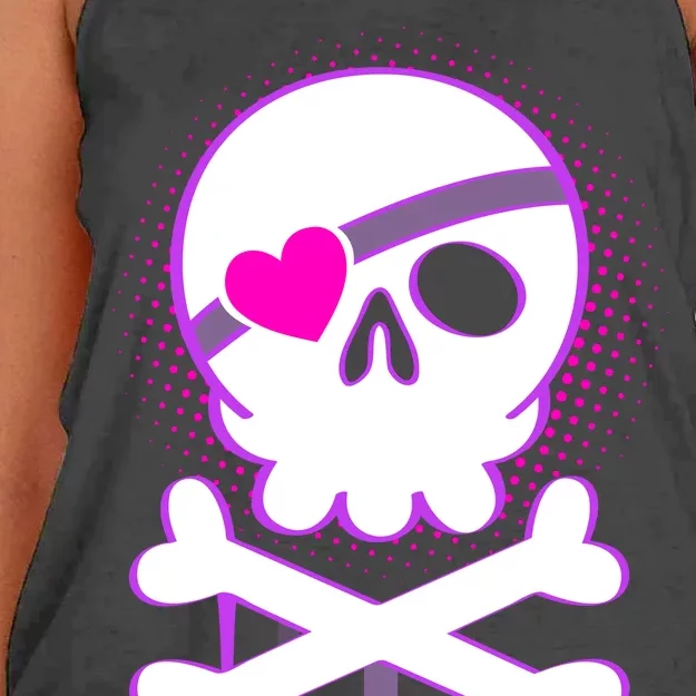 Cute Valentine Skull Eye Patch Women's Knotted Racerback Tank