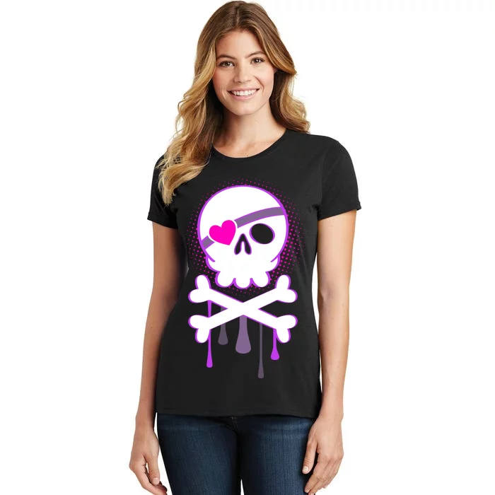 Cute Valentine Skull Eye Patch Women's T-Shirt