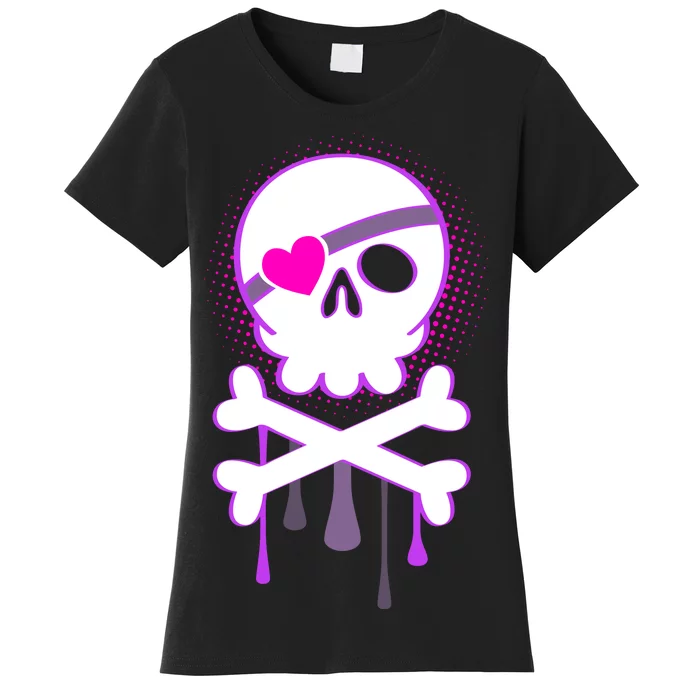 Cute Valentine Skull Eye Patch Women's T-Shirt