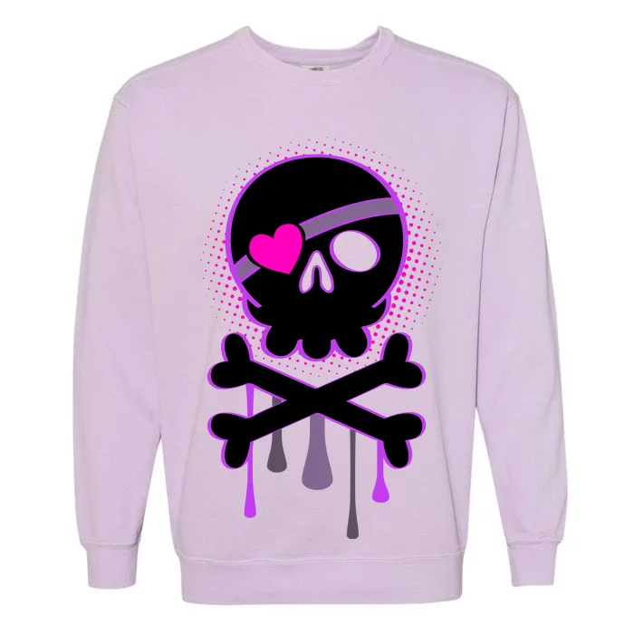 Cute Valentine Skull Eye Patch Garment-Dyed Sweatshirt