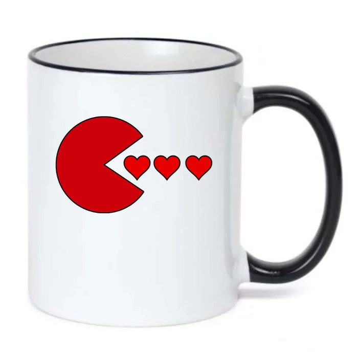 Cute Valentines Day Gamer Hear Retro Black Color Changing Mug