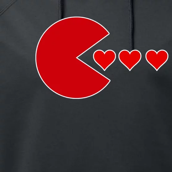 Cute Valentines Day Gamer Hear Retro Performance Fleece Hoodie