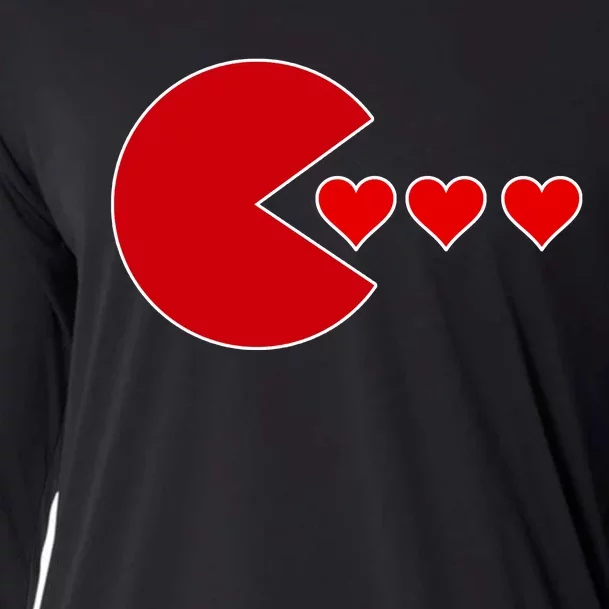 Cute Valentines Day Gamer Hear Retro Cooling Performance Long Sleeve Crew